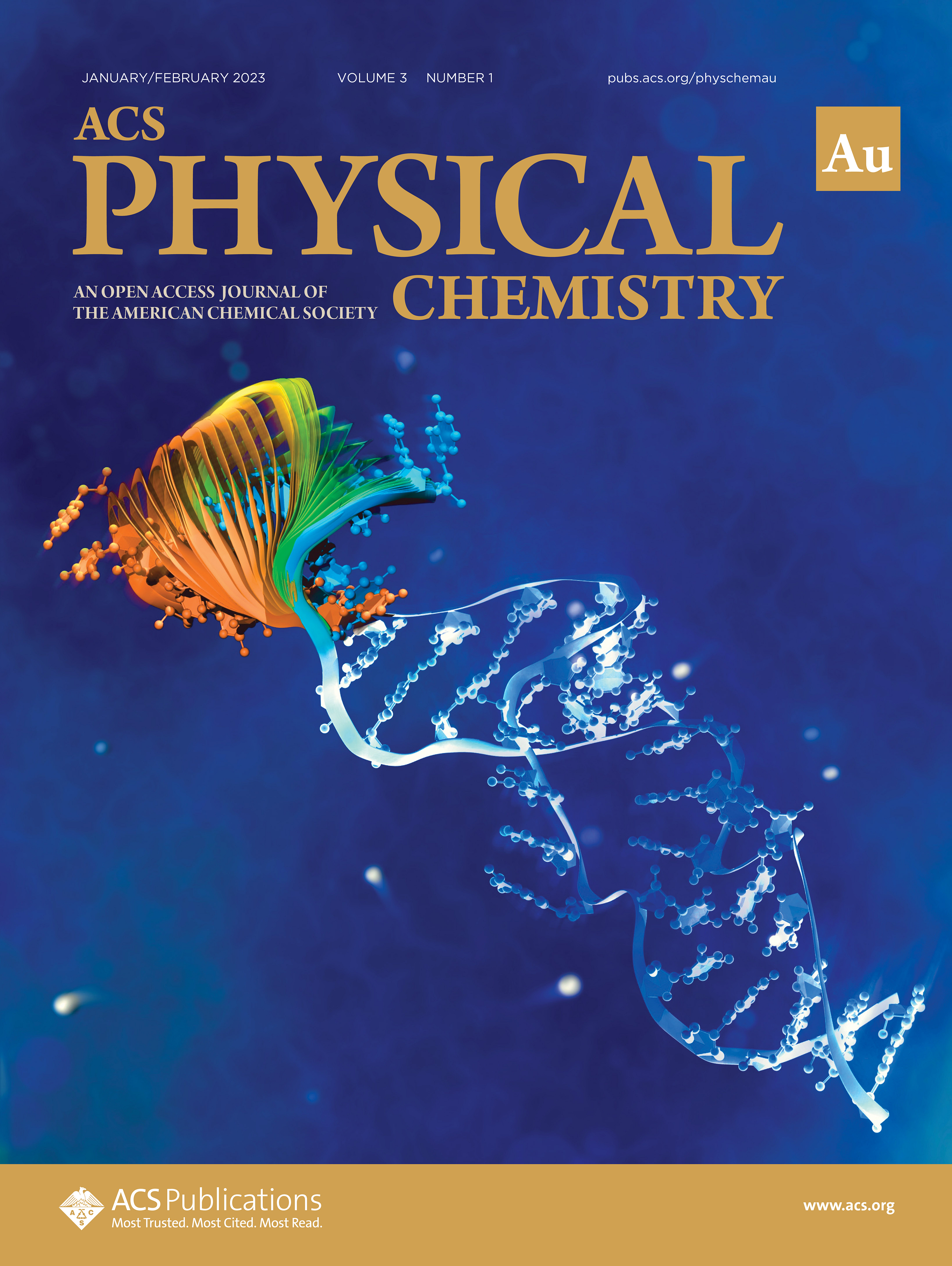 ACS Physical Chemistry Au cover art featuring molecular imagery.